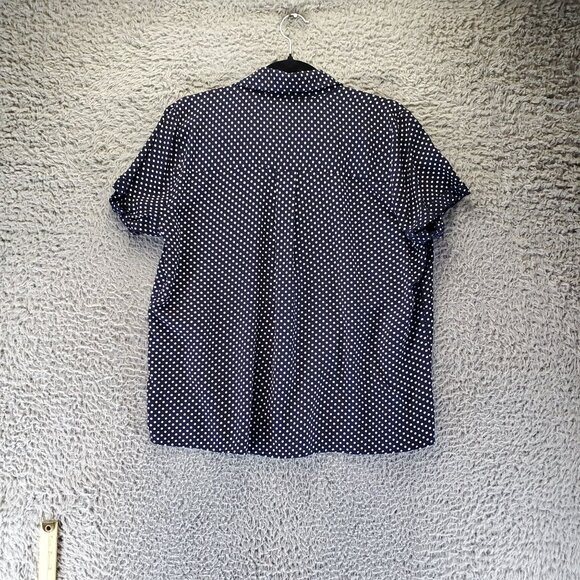 Emily Daniels Top Womens XL Blue Polka Dot Short Sleeve Button Down Lightweight - Picture 7 of 8
